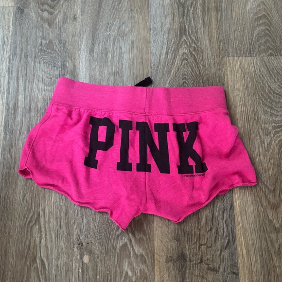 PINK Victoria's Secret Pants - Victoria’s Secret PINK Pink/Black Logo Sweat Shorts – Small – Y2K Retro